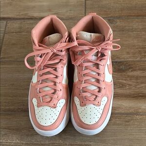 Nike Women's Pink and White High-Top Sneakers